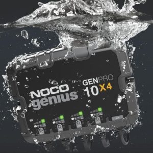 Noco Battery Charger, For 12 Volt Batteries, 4 Bank Onboard Charger/ 10 Amp Per Bank, 120 to 240 Volt AC/ 50 to 60 Hz – GENPRO10X4
