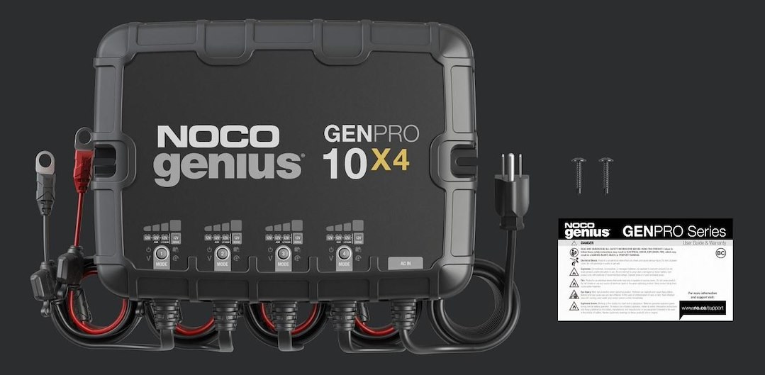 Noco Battery Charger, For 12 Volt Batteries, 4 Bank Onboard Charger/ 10 Amp Per Bank, 120 to 240 Volt AC/ 50 to 60 Hz – GENPRO10X4