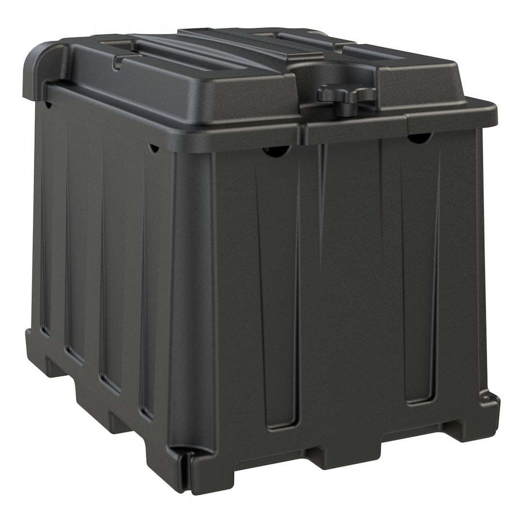 Noco Battery Box, Fits Dual 6 Volt Group Batteries, Black, Polyethylene Plastic, Full Flow Ventilation, With Captive Lid – HM426