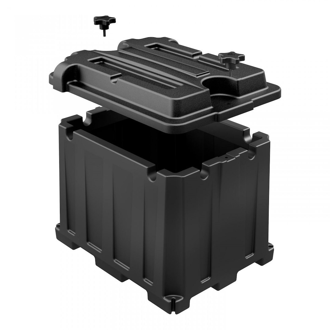 Noco Battery Box, Fits Dual 6 Volt Group Batteries, Black, Polyethylene Plastic, Full Flow Ventilation, With Captive Lid – HM426