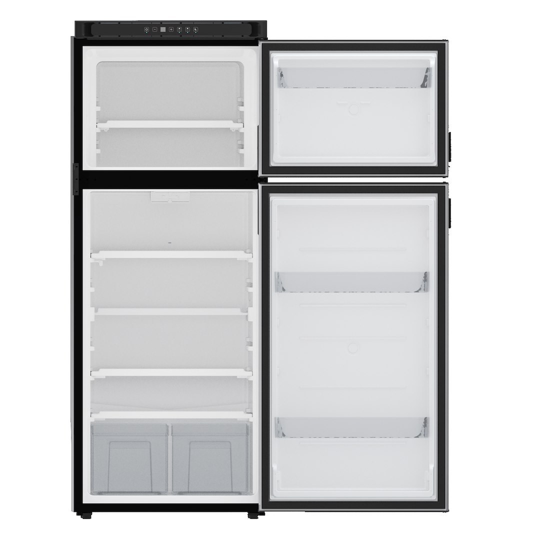 Norcold Refrigerator, Dual Compartment 2 Door Refrigerator with Freezer, Left Hand Hinge/ Reversible to Right Hand Hinge, 10 Cubic Foot – N10DCBKL