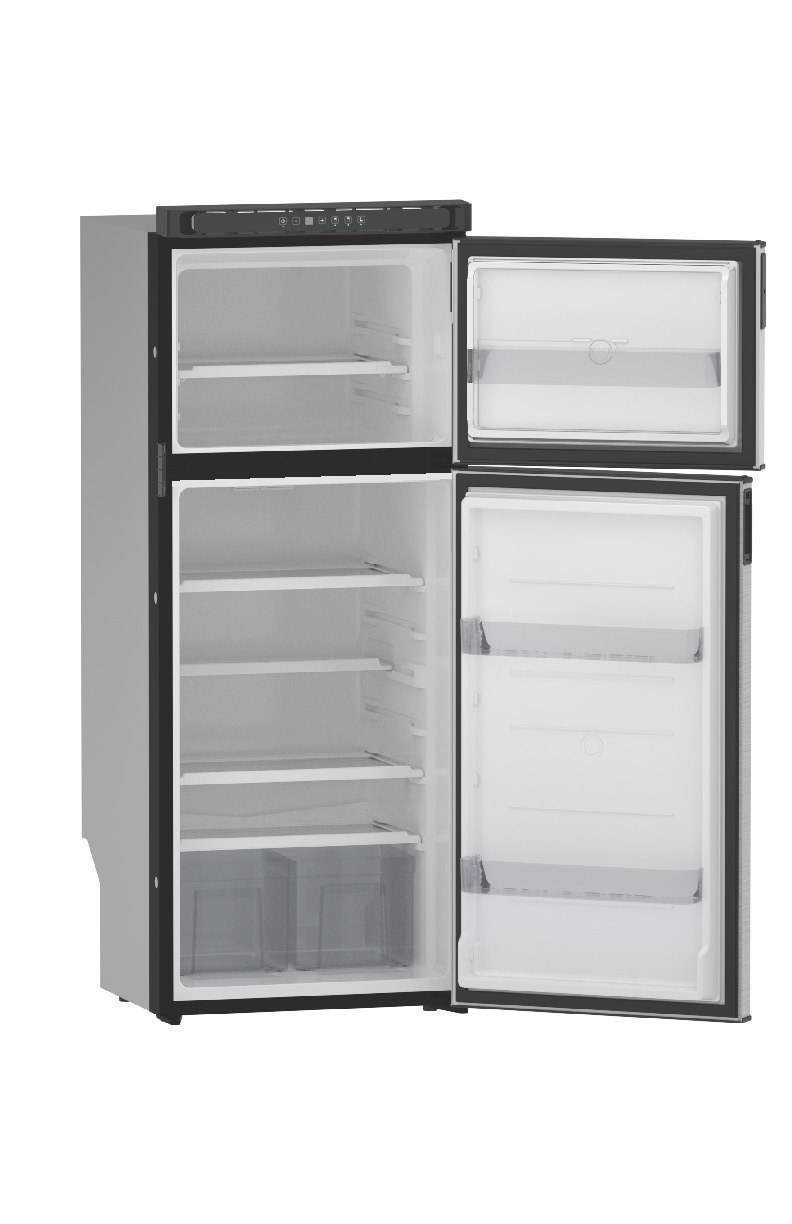 Norcold Refrigerator, Dual Compartment 2 Door Refrigerator with Freezer, Right Hand Hinge/ Reversible to Left Hand Hinge, 10 Cubic Foot – N10DCBKR