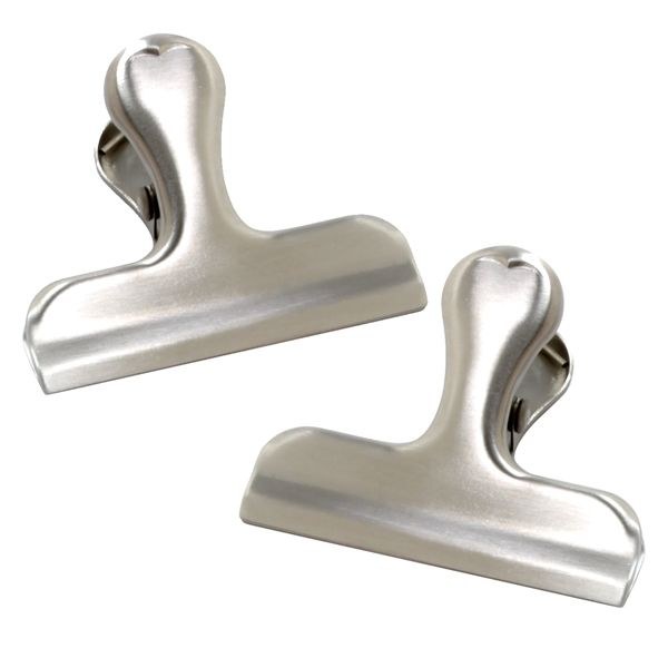 Norpro Multi Purpose Clip, Use for Chips/ Coffee/ Bread/ Crackers/ Cookie Bags, Brushed Stainless Steel, Set of 2 – 168