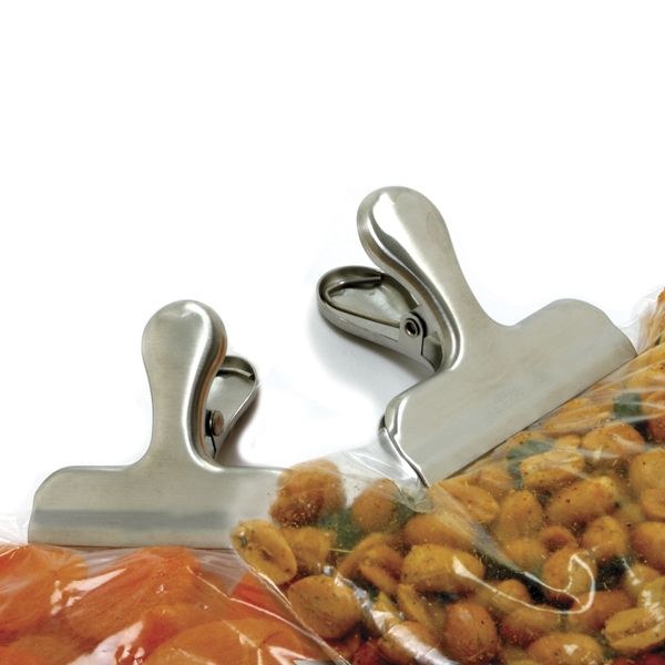 Norpro Multi Purpose Clip, Use for Chips/ Coffee/ Bread/ Crackers/ Cookie Bags, Brushed Stainless Steel, Set of 2 – 168