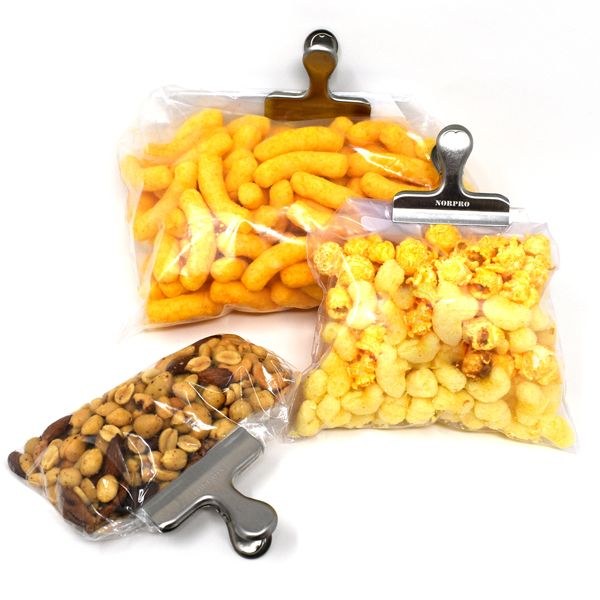 Norpro Multi Purpose Clip, Use for Chips/ Coffee/ Bread/ Crackers/ Cookie Bags, Brushed Stainless Steel, Set of 2 – 168