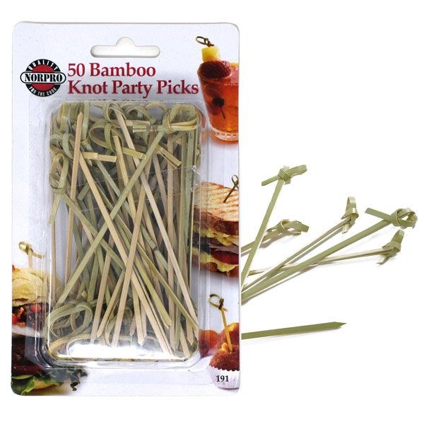 Norpro Party Picks, Knot, Bamboo, 4-1/2 Inch Length, Set of 50 – 191