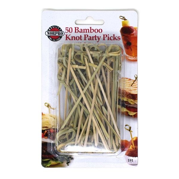 Norpro Party Picks, Knot, Bamboo, 4-1/2 Inch Length, Set of 50 – 191