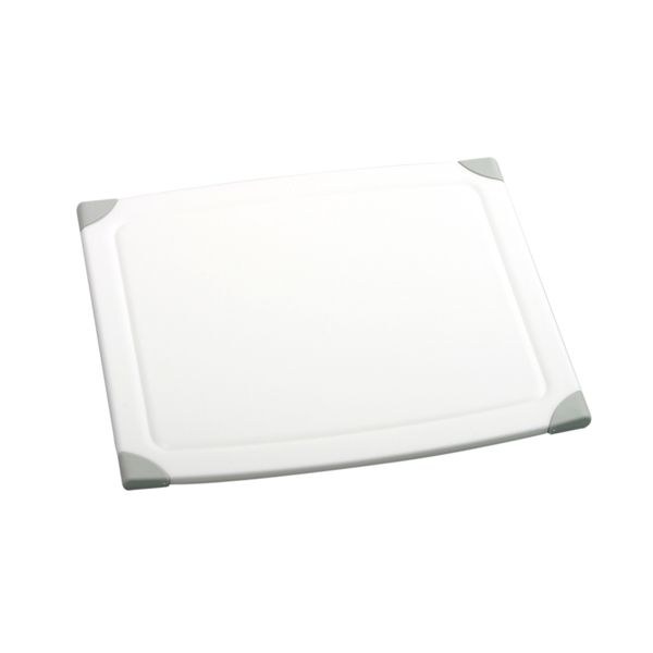 Norpro Cutting Board, Grooved One Side, Polypropylene, Non-Skid Santoprene Corner, 12 Inch Length X 10 Inch Width X 1/4 Inch Height – 27