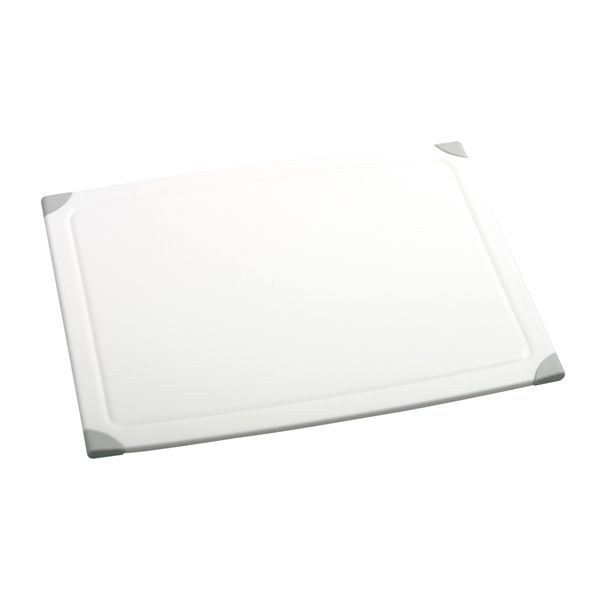 Norpro Cutting Board, Grooved One Side, Polypropylene, Non-Skid Santoprene Corner, 16 Inch Length X 12 Inch Width X 1/4 Inch Height – 28