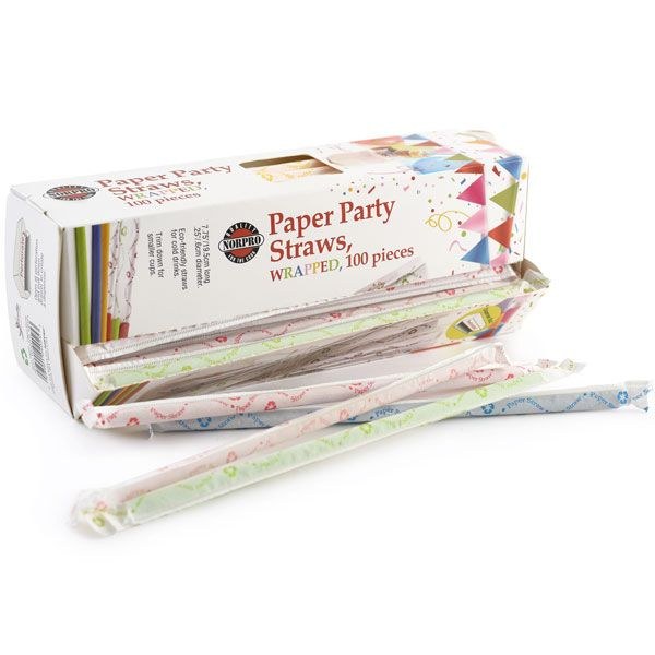 Norpro Beverage Straw, Party Straw, Wrapped, 1/4 Inch Diameter X 7-3/4 Inch Length, Paper – 4025