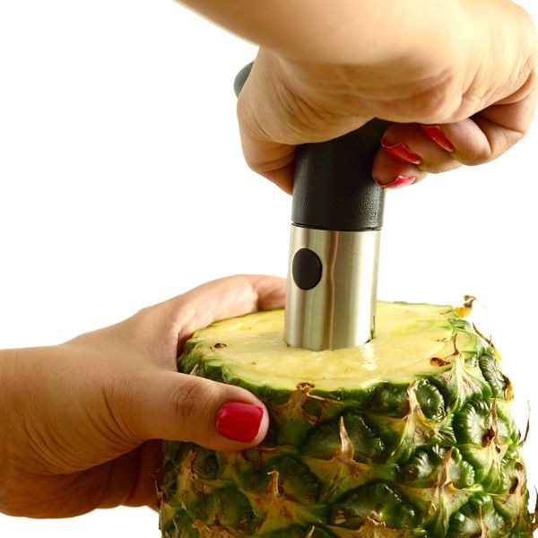 Norpro Food Chopper/ Slicer, Use for Core and Slice Pineapple, Manual Push Slicer, Stainless Steel Blade/ Body and Nylon Handle – 5132