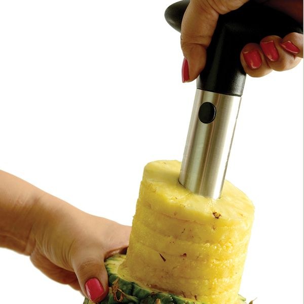 Norpro Food Chopper/ Slicer, Use for Core and Slice Pineapple, Manual Push Slicer, Stainless Steel Blade/ Body and Nylon Handle – 5132