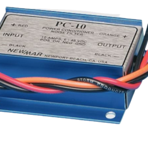 Newmar Ignition Noise Filter, Affected Equipment Filter, Aluminum Body/ Nickel Plated Brass Stud Connectors, 6 to 48 Volt DC Operating Voltage – PC-10