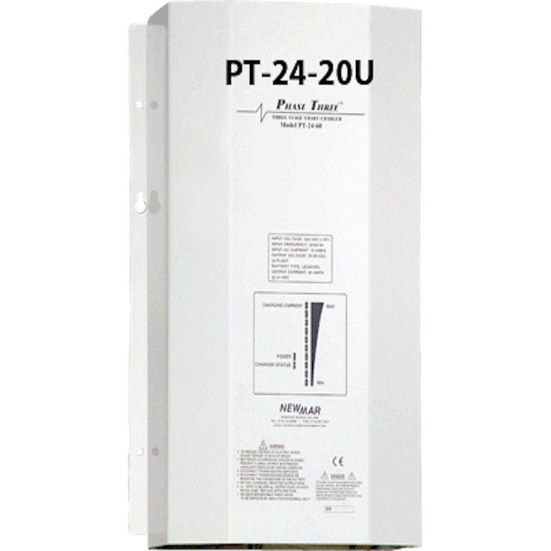 Newmar Battery Charger, Phase Three Smart Series, For 24 Volt Gel-Cell/ 24 Volt Flooded Lead-Acid/ 24 Volt AGM Batteries, 3-BANK Charger – PT-24-20U