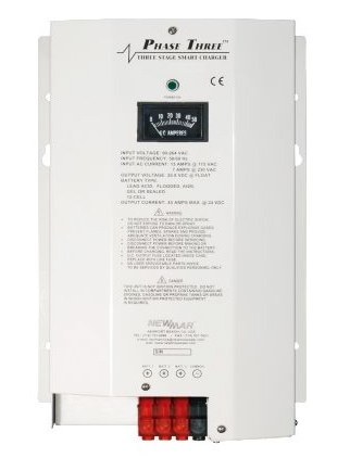 Newmar Battery Charger, Phase Three Smart Series, For 24 Volt Gel-Cell/ 24 Volt Flooded Lead-Acid/ 24 Volt AGM Batteries, 3-BANK Charger – PT-24-8W