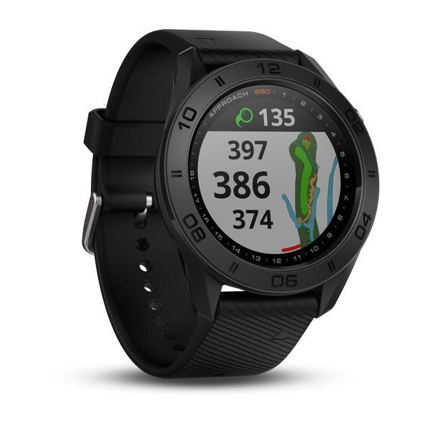 Garmin Noh GPS Watch, Approach S60, Golf Watch, 1.2 Inch Color Touchscreen Display, Black with Black Band – 010-N1702-00