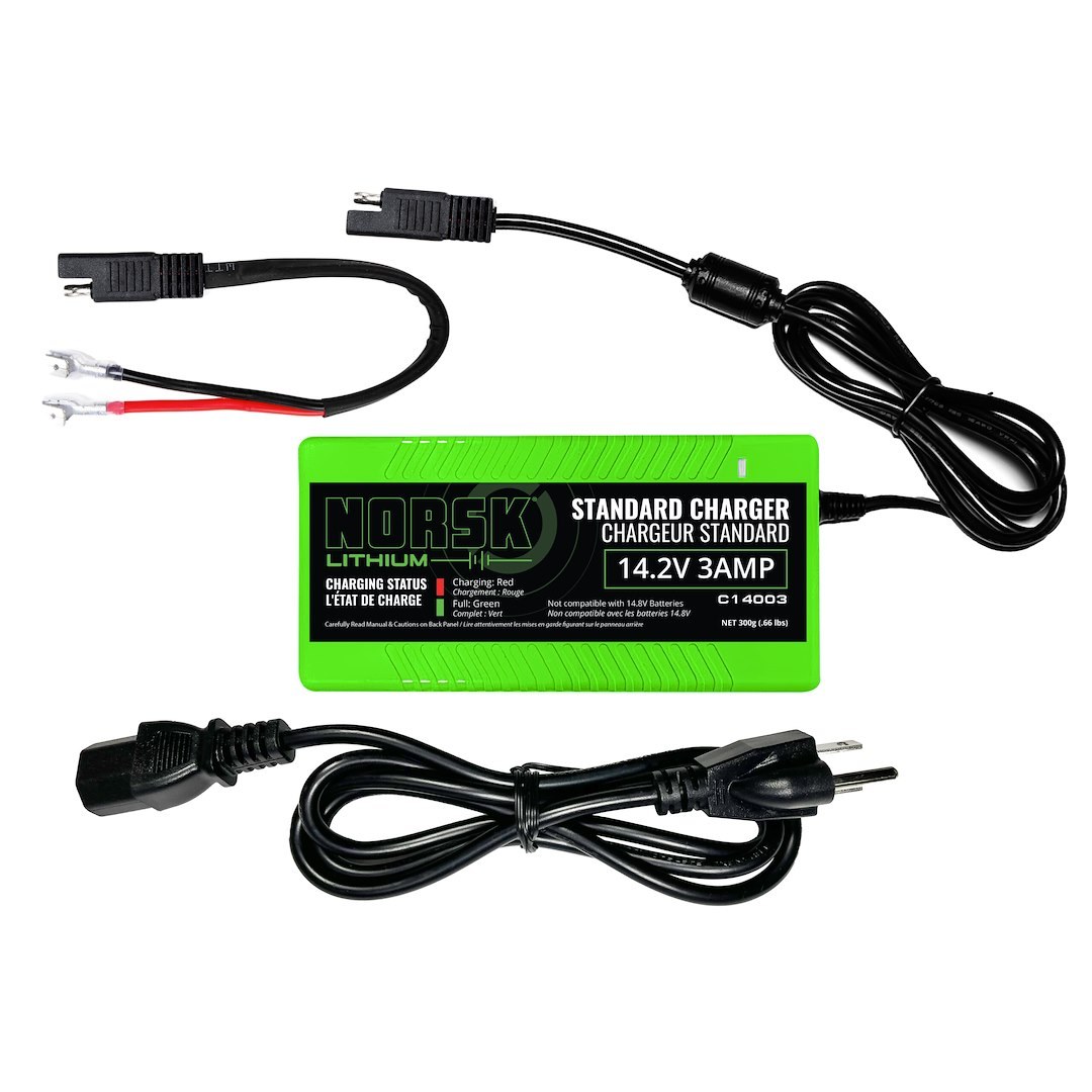 Norsk Inc Battery Charger, Generation 3, For 14 Volt Batteries, 1-BANK Charger, 105 to 125 Volt AC Power Supply, 3 Amp Charging Current – C14003