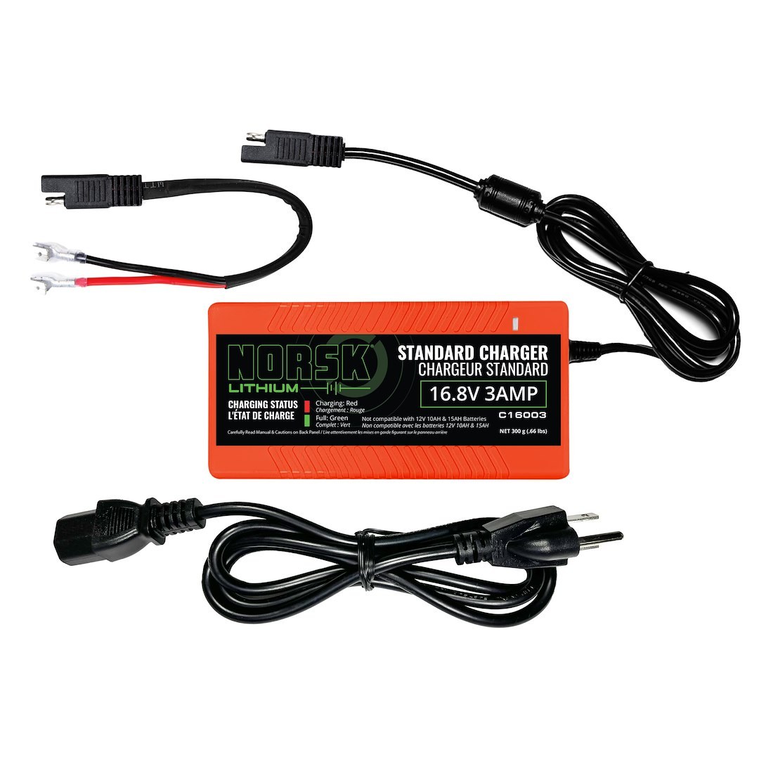 Norsk Inc Battery Charger, Generation 3, For 16 Volt Batteries, 1-BANK Charger, 105 to 125 Volt AC Power Supply, 3 Amp Charging Current – C16003