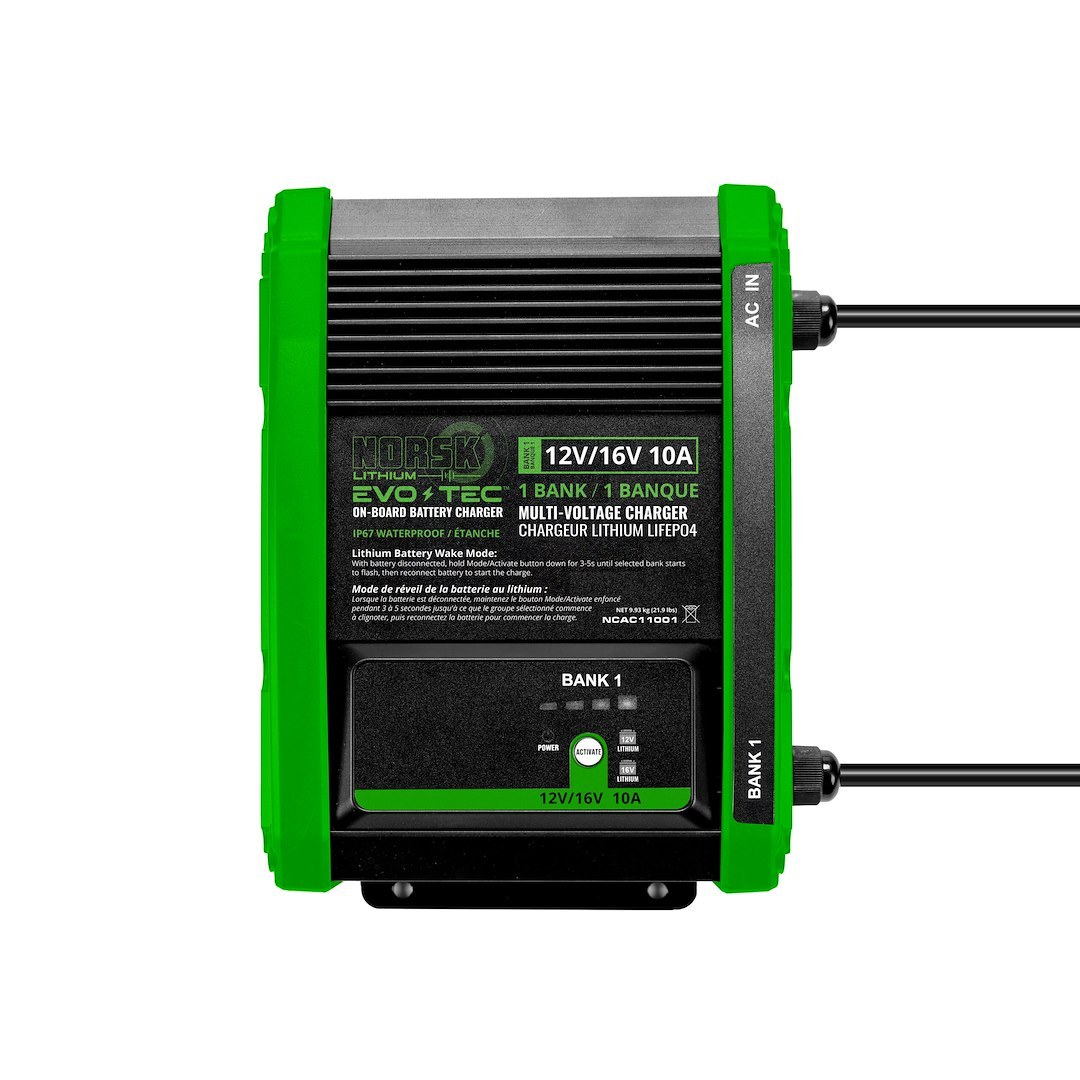 Norsk Inc Battery Charger, Evo-Tec™, For 12 Volt/ 16 Volt Batteries, 1-BANK Charger, 105 to 125 Volt AC Power Supply – NCAC11001