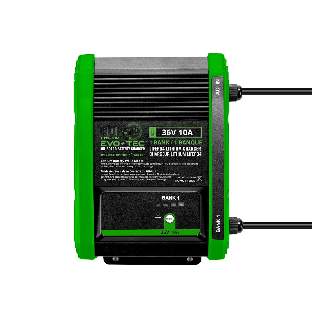 Norsk Inc Battery Charger, Evo-Tec™, For 36 Volt Batteries, 1-BANK Charger, 105 to 125 Volt AC Power Supply, 10 Amp Charging Current – NCAC11008