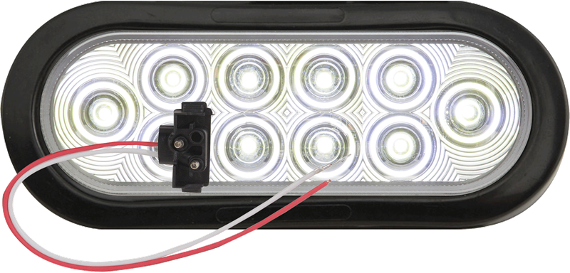 Optronics Backup Light – LED, Clear Bulb, Black Rectangualr Housing, 12.8 Volt DC/ 0.08 Amps, With Grommet/ Right Angle Pigtail 2-WIRE – BUL74CBK