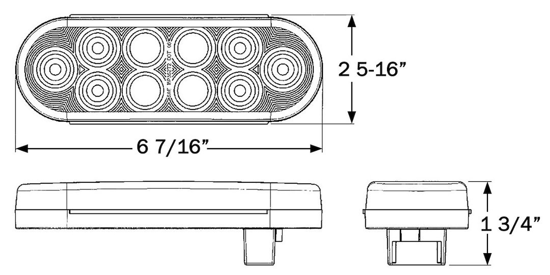 Optronics Backup Light – LED, Clear Bulb, Black Rectangualr Housing, 12.8 Volt DC/ 0.08 Amps, With Grommet/ Right Angle Pigtail 2-WIRE – BUL74CBK