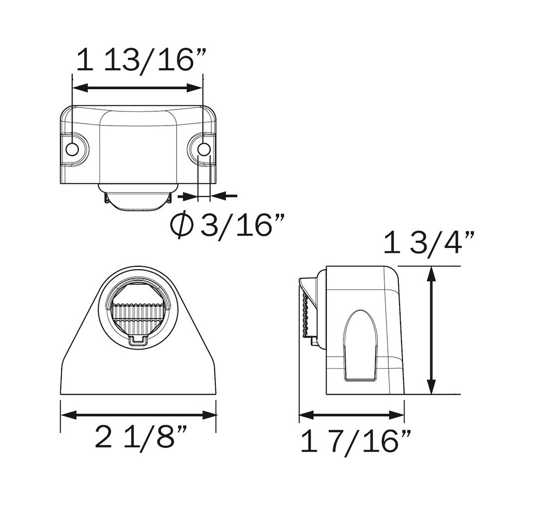 Optronics License Plate Light, LPL12 Series, Surface Mount, White LED, Black Plastic Housing, 12.8 Volt DC, 0.03 Amp, Polycarbonate Lens – LPL12CKF2B