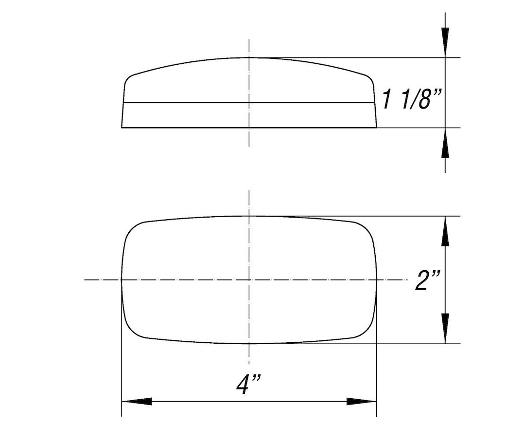 Optronics Clearance Light, MC32 Series, Incandescent, Oblong, 4 Inch Length X 2 Inch Width X 1-1/8 Inch Depth, Red Lens, White ABS Housing – MC32RS