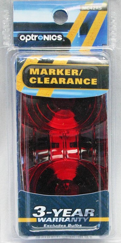 Optronics Clearance Light, MC42 Series, Incandescent, Oblong, 4-1/16 Inch Length X 2-1/8 Inch Width X 1-1/8 Inch Depth, Red Lens – MC42RS