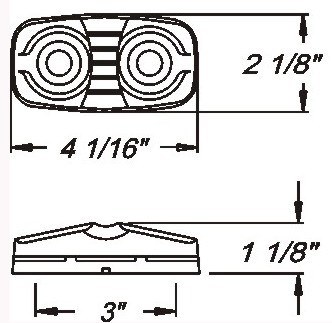 Optronics Clearance Light, MC42 Series, Incandescent, Oblong, 4-1/16 Inch Length X 2-1/8 Inch Width X 1-1/8 Inch Depth, Red Lens – MC42RS