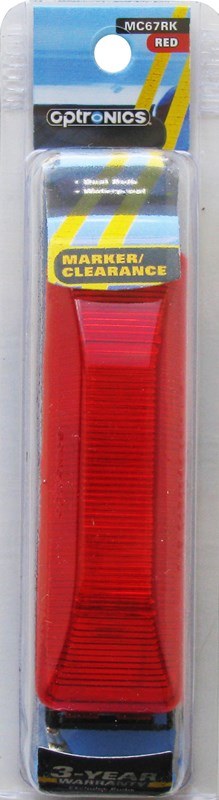 Optronics Clearance Light, MC67 Series, Incandescent, Rectangular, 4-1/8 Inch Length X 1-1/4 Inch Width X 1-3/16 Inch Depth, Red Lens – MC67RK