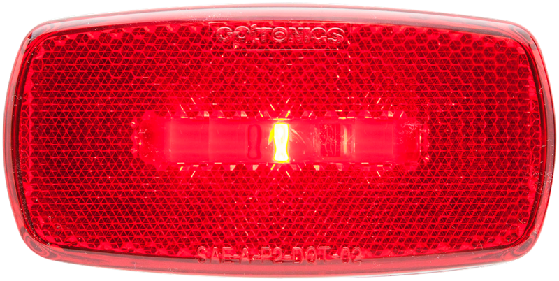 Optronics Clearance Light, LED, Oblong, 4 Inch Length X 2 Inch Width X 1 Inch Depth, Red Lens, Black ABS Housing, With Reflex Lens – MCL0032RBB