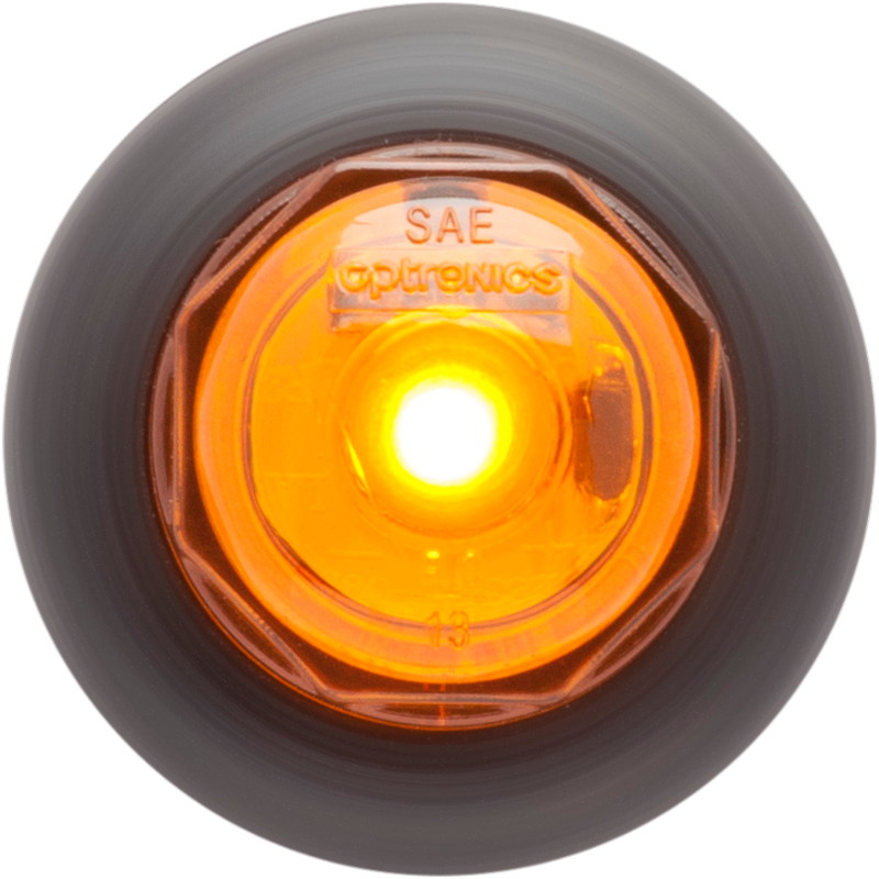 Optronics Clearance Light, MC10 Series, LED, Round, 0.73 Inch Diameter, Amber Lens, Polycarbonate Housing, Waterproof, With A11GB Grommet – MCL10AKBP