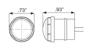 Optronics Clearance Light, MC10 Series, LED, Round, 0.73 Inch Diameter, Amber Lens, Polycarbonate Housing, Waterproof, With A11GB Grommet – MCL10AKBP