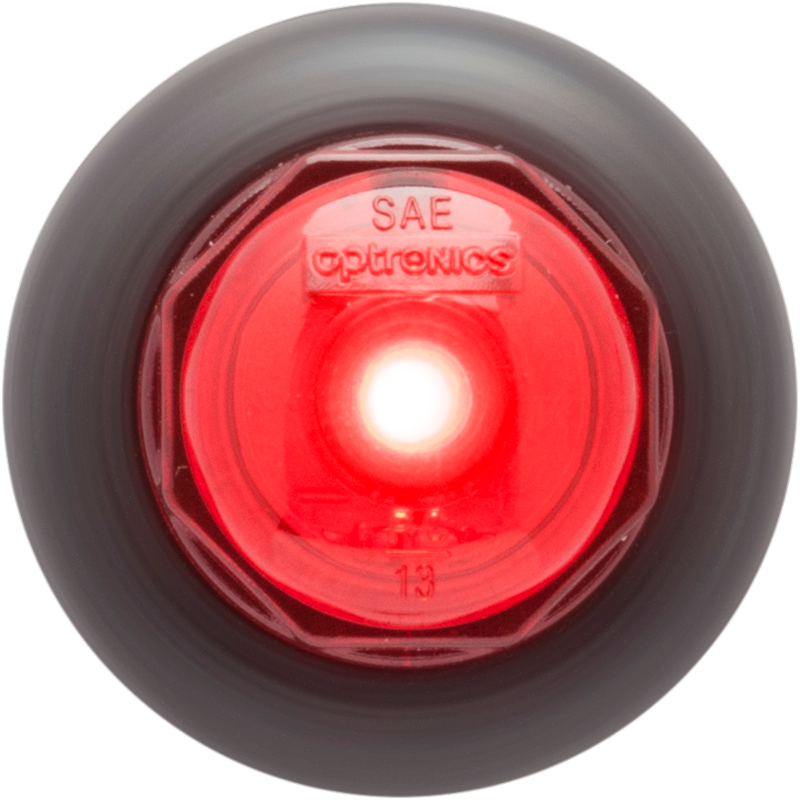 Optronics Clearance Light, MC10 Series, LED, Round, 0.73 Inch Diameter, Red Lens, Polycarbonate Housing, Waterproof, 0.052 Amp, 12 Volt DC – MCL10RKB