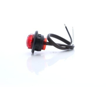 Optronics Clearance Light, MC10 Series, LED, Round, 0.73 Inch Diameter, Red Lens, Polycarbonate Housing, Waterproof, 0.052 Amp, 12 Volt DC – MCL10RKB