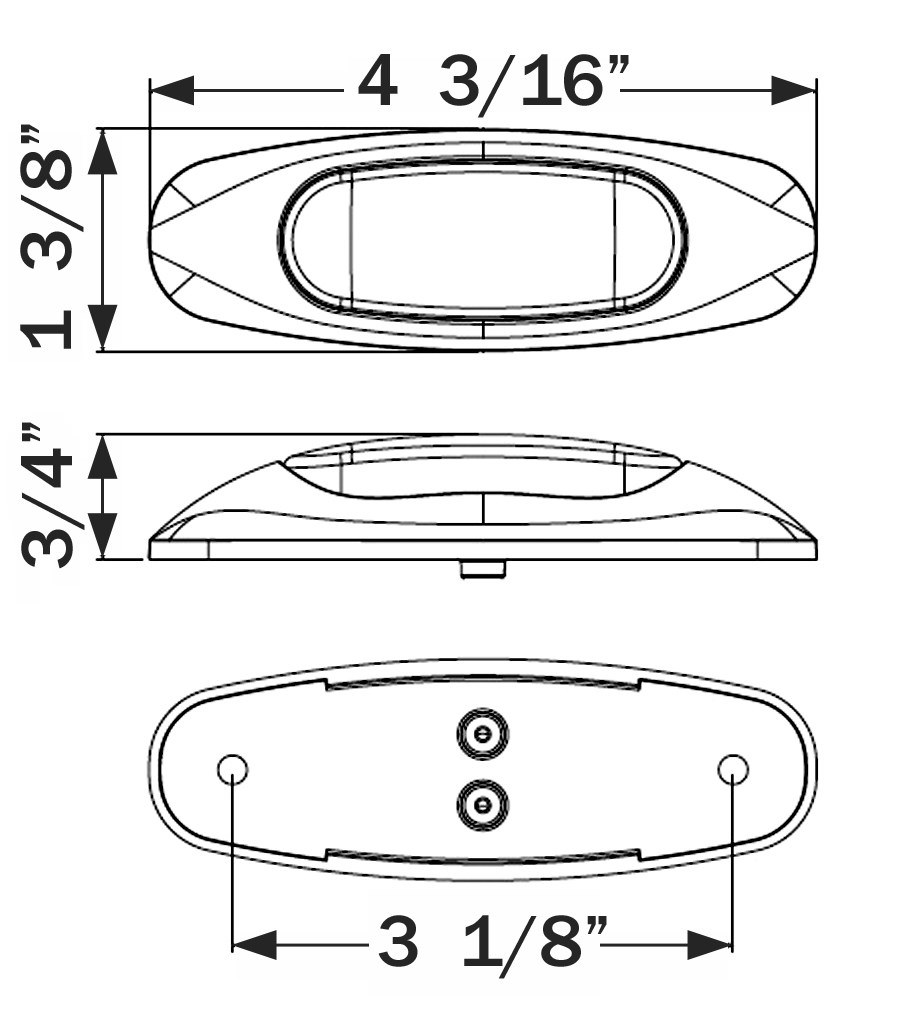 Optronics Side Marker Light – LED, MCL17 Series, Amber Lens, Surface Mount, Single, Oval – MCL17ABP