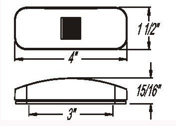 Optronics Clearance Light, MCL40 Series, LED, Rectangular, 4 Inch Length X 1-1/2 Inch Width X 15/16 Inch Depth, Red Lens, ABS Housing – MCL44RB1
