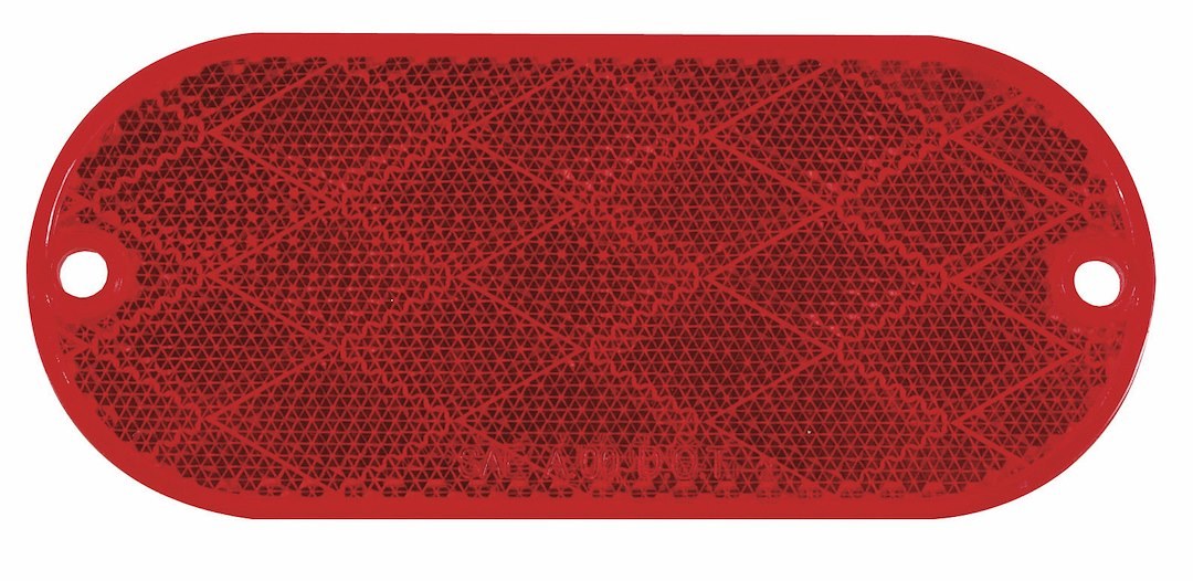 Optronics Reflector, Red Lens, Oblong, Mounts with Adhesive Backing/ Screw Mount – RE11RBP