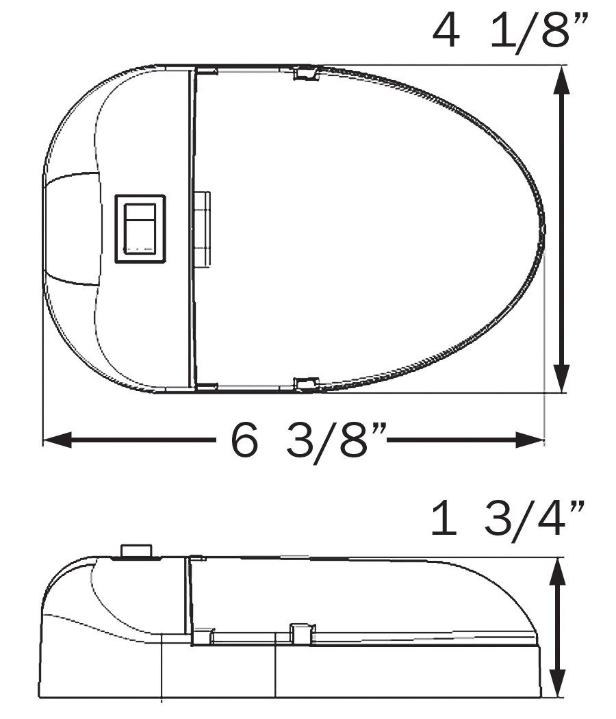 Optronics Interior Light, RVIL35 Series, Surface Mount Single Ceiling, 6-3/8 Inch Length X 4-1/8 Inch Height X 1-3/4 Inch Thickness – RVIL35P
