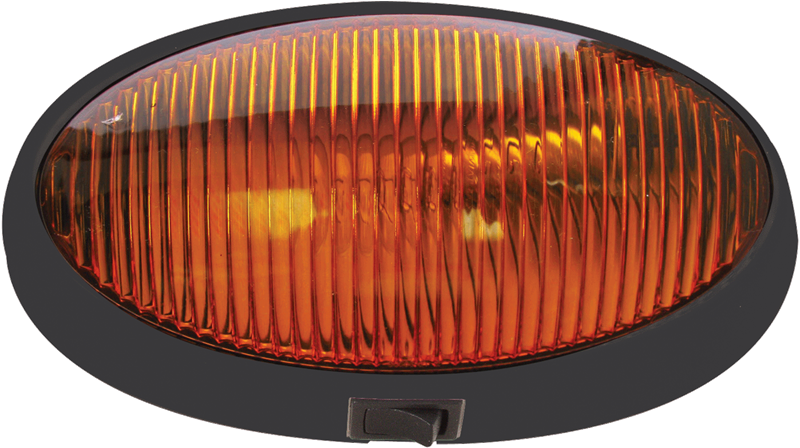 Optronics Porch Light, 12.8 Volt DC, 1.4 Amp, Oval, Yellow Lens, 6-1/4 Inch Length X 3-7/16 Inch Width, Surface Mount, Black Housing – RVPL7ABP