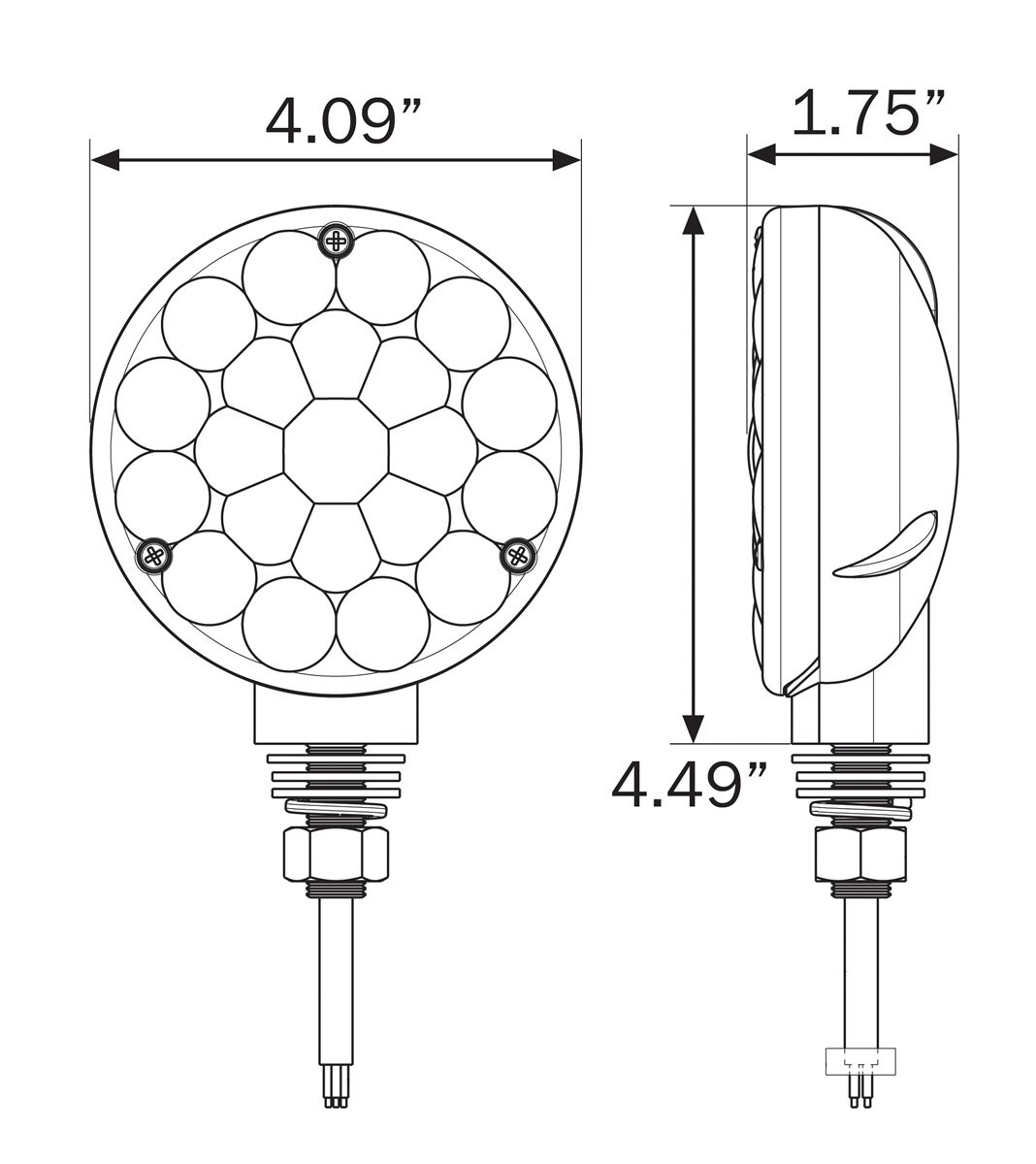 Optronics Trailer Light, STL51 Series, Stop/ Turn/ Tail Light, LED Bulb, Round, Red, 4 Inch Diameter, 21 Diodes, 12 Volt – STL51RBB
