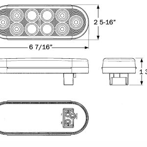 Optronics Trailer Light, STL72 Series, Stop/Turn/Tail Light, LED Bulb, Oval, Red, 6.43 Inch Length X 2.3 Inch Width X 1-3/4 Inch Depth – STL72RB