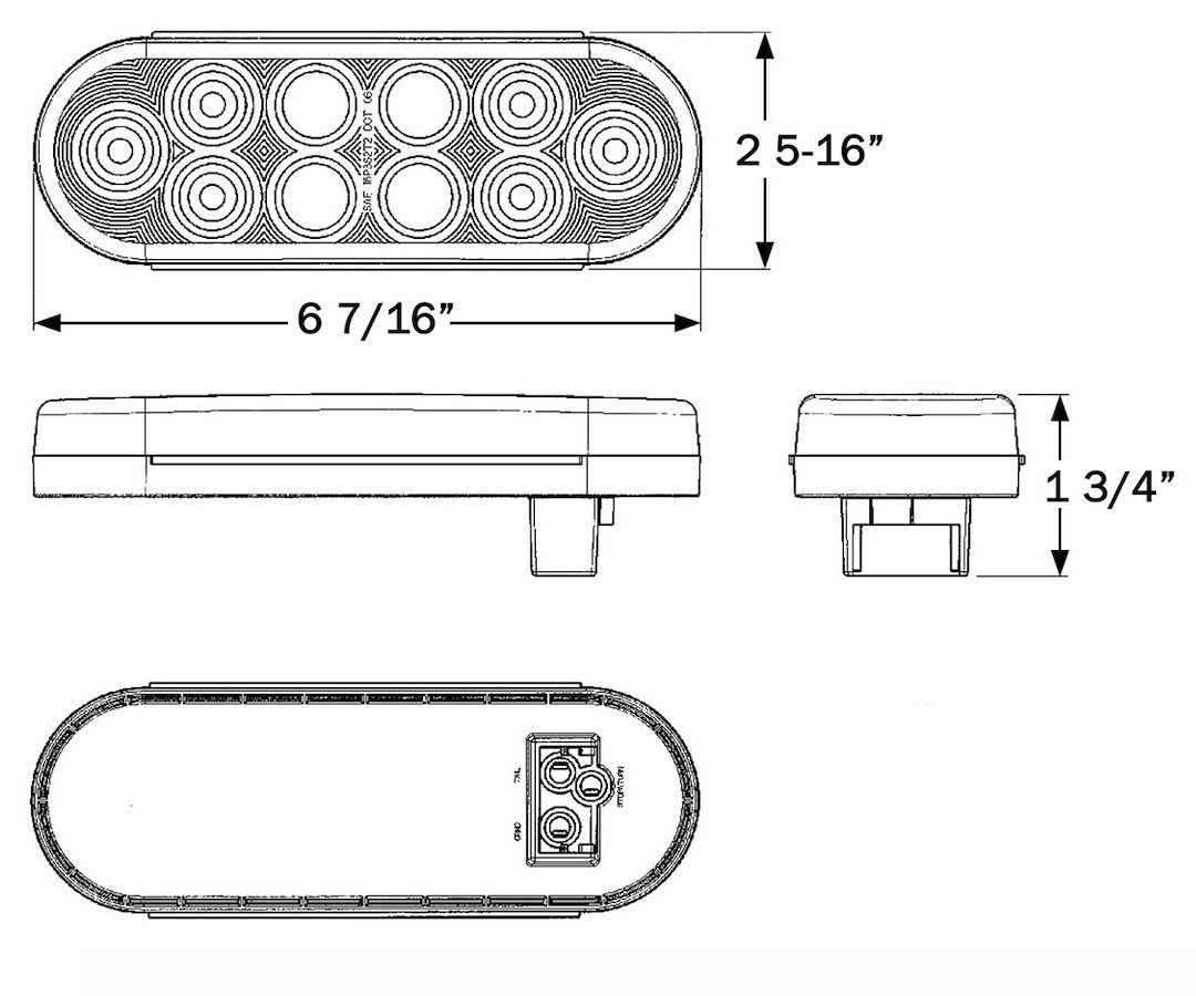 Optronics Trailer Light, STL72 Series, Stop/Turn/Tail Light, LED Bulb, Oval, Red, 6.43 Inch Length X 2.3 Inch Width X 1-3/4 Inch Depth – STL72RB