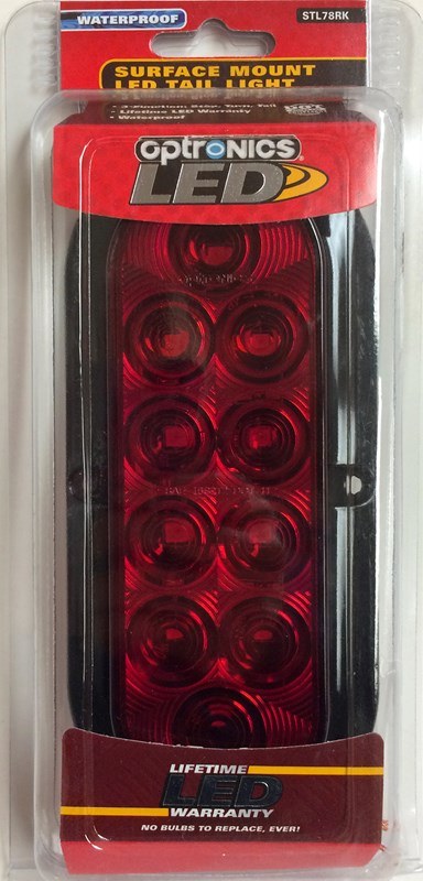 Optronics Trailer Light, STL78 Series, Stop/Turn/Tail Light, LED Bulb, Oval, Red, 7.56 Inch Length X 3.3 Inch Width X 3/4 Inch Depth – STL78RK