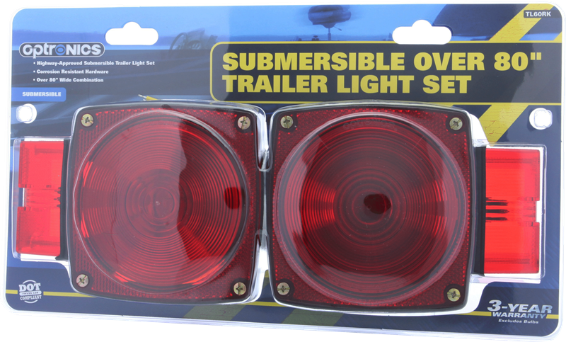 Optronics Trailer Light Kit, Fleet Count ™, Stop/ Turn/ Tail Light, Incandescent, Submersible, Square – TL60RK