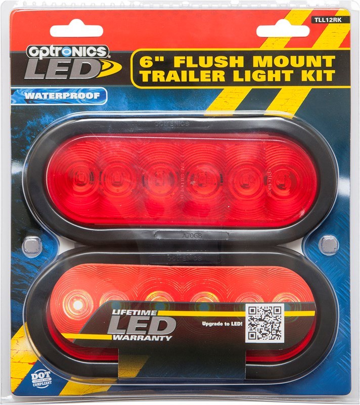 Optronics Trailer Light Kit, Fleet Count ™, Stop/ Turn/ Tail Light, Submersible, LED, 6 Inch Oval – TLL12RK