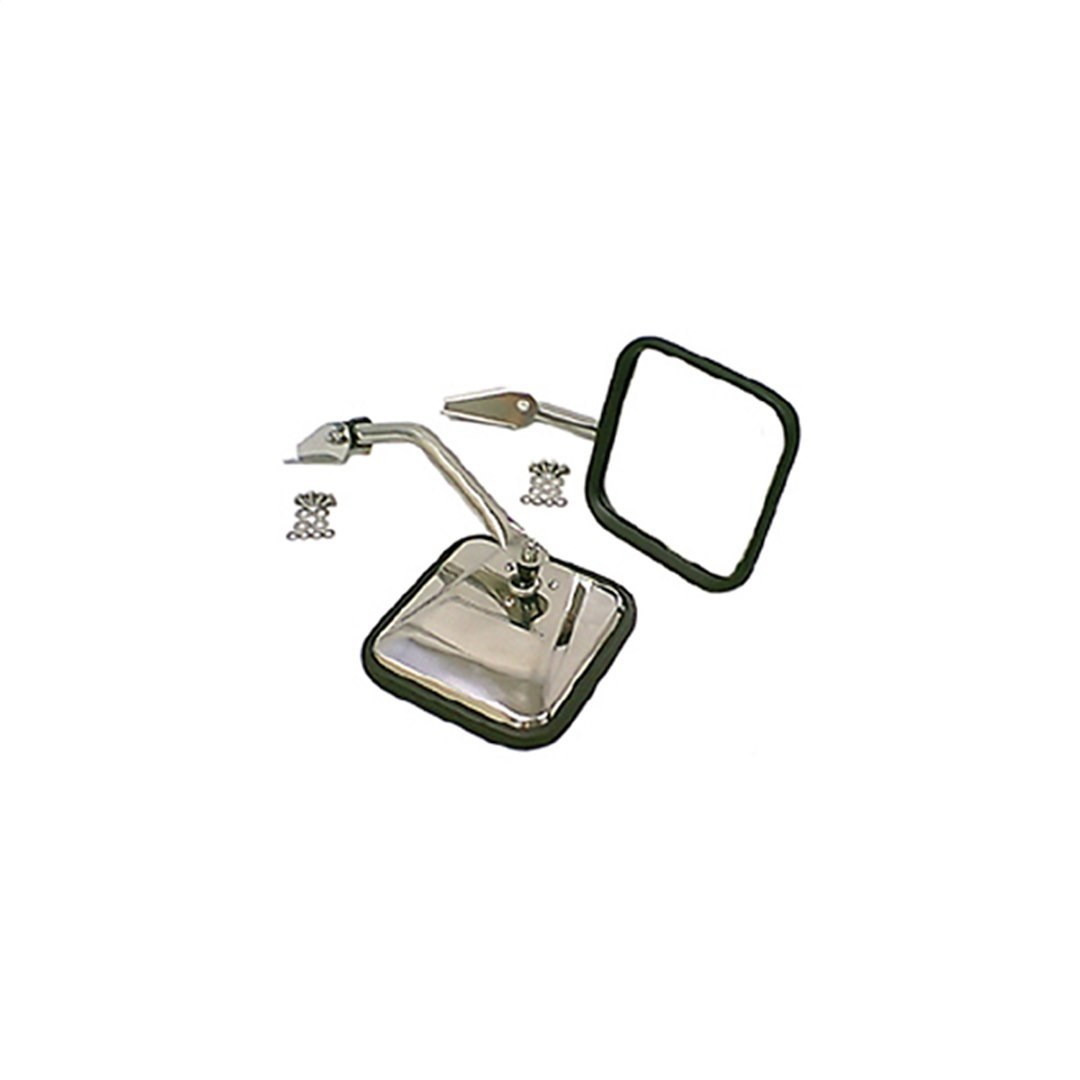 Rugged Ridge Exterior Mirror, Aftermarket Replacement, Set of 2, Stainless, Manual, Without Heated Mirrors, Without Turn Signal Indicators – 11005.01