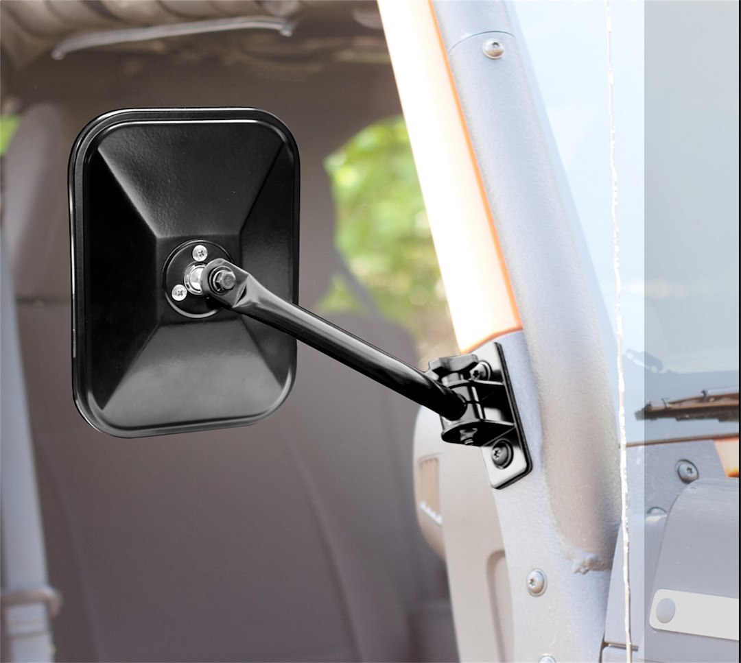 Rugged Ridge Exterior Mirror, Quick Release, Aftermarket Conversion, Set of 2, Black, Manual, Non-Foldaway, Without Heated Mirrors – 11025.12