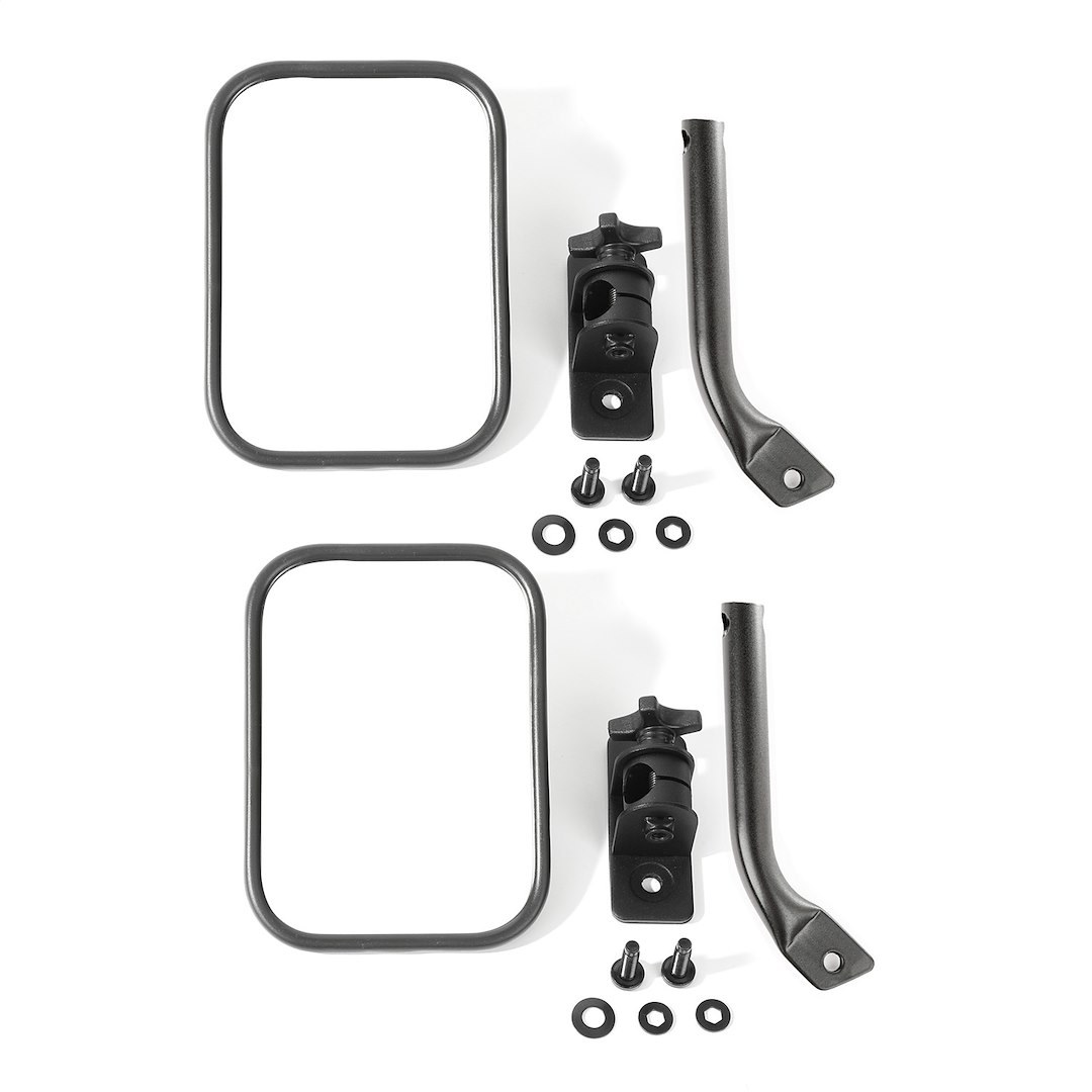 Rugged Ridge Exterior Mirror, Quick Release, Aftermarket Stubby Conversion, Set of 2, Textured Black, Manual, Foldaway – 11025.22
